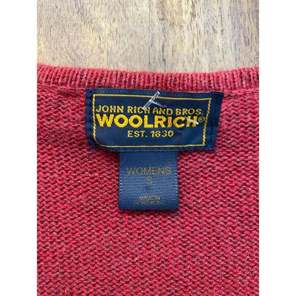 Woolrich Women's Red Nordic Fair Isle Cotton Full Zip Ruby Sweater Small - Picture 4 of 6